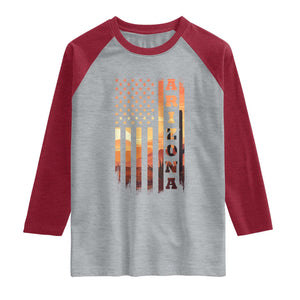 Patriotic Arizona Flag Sunset Graphic Raglan Shirt American Flag Southwest Desert Saguaro Cactus State Pride Souvenir