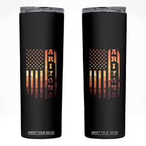 Patriotic Arizona Flag Sunset Graphic Skinny Tumbler American Flag Southwest Desert Saguaro Cactus State Pride Souvenir
