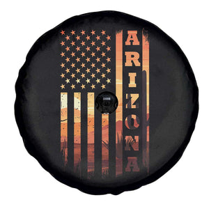 Patriotic Arizona Flag Sunset Graphic Spare Tire Cover American Flag Southwest Desert Saguaro Cactus State Pride Souvenir