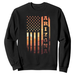 Patriotic Arizona Flag Sunset Graphic Sweatshirt American Flag Southwest Desert Saguaro Cactus State Pride Souvenir