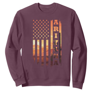 Patriotic Arizona Flag Sunset Graphic Sweatshirt American Flag Southwest Desert Saguaro Cactus State Pride Souvenir