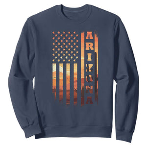 Patriotic Arizona Flag Sunset Graphic Sweatshirt American Flag Southwest Desert Saguaro Cactus State Pride Souvenir