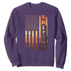 Patriotic Arizona Flag Sunset Graphic Sweatshirt American Flag Southwest Desert Saguaro Cactus State Pride Souvenir