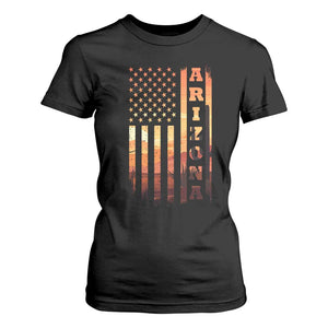Patriotic Arizona Flag Sunset Graphic T Shirt For Women American Flag Southwest Desert Saguaro Cactus State Pride Souvenir