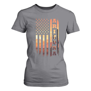 Patriotic Arizona Flag Sunset Graphic T Shirt For Women American Flag Southwest Desert Saguaro Cactus State Pride Souvenir