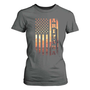 Patriotic Arizona Flag Sunset Graphic T Shirt For Women American Flag Southwest Desert Saguaro Cactus State Pride Souvenir