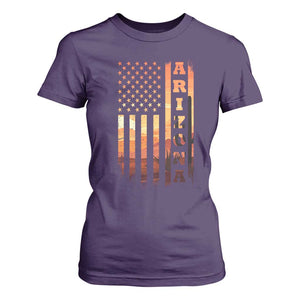 Patriotic Arizona Flag Sunset Graphic T Shirt For Women American Flag Southwest Desert Saguaro Cactus State Pride Souvenir