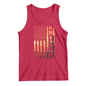 Patriotic Arizona Flag Sunset Graphic Tank Top American Flag Southwest Desert Saguaro Cactus State Pride Souvenir