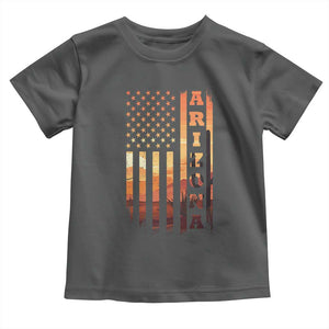 Patriotic Arizona Flag Sunset Graphic Toddler T Shirt American Flag Southwest Desert Saguaro Cactus State Pride Souvenir