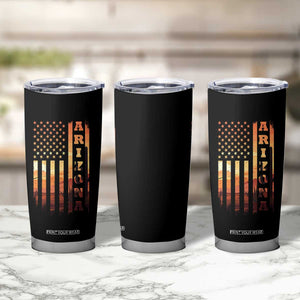 Patriotic Arizona Flag Sunset Graphic Tumbler Cup American Flag Southwest Desert Saguaro Cactus State Pride Souvenir
