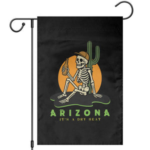 Funny Arizona Its A Dry Heat Skeleton Graphic Garden Flag Vintage Desert Drinking Beer Saguaro Cactus Souvenir