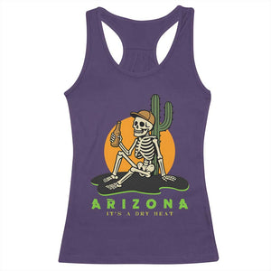 Funny Arizona Its A Dry Heat Skeleton Graphic Racerback Tank Top Vintage Desert Drinking Beer Saguaro Cactus Souvenir