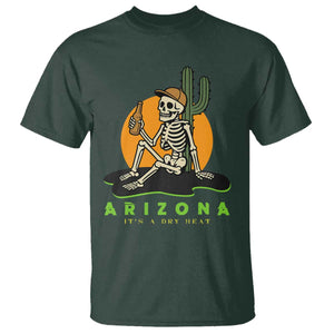 Funny Arizona Its A Dry Heat Skeleton Graphic T Shirt Vintage Desert Drinking Beer Saguaro Cactus Souvenir