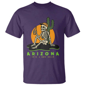 Funny Arizona Its A Dry Heat Skeleton Graphic T Shirt Vintage Desert Drinking Beer Saguaro Cactus Souvenir