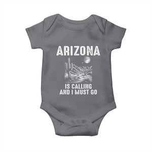 Retro Arizona Is Calling And I Must Go Graphic Baby Onesie Outdoor Desert Cactus Mountain Travel Souvenir