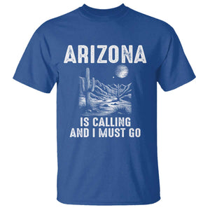 Retro Arizona Is Calling And I Must Go Graphic T Shirt Outdoor Desert Cactus Mountain Travel Souvenir