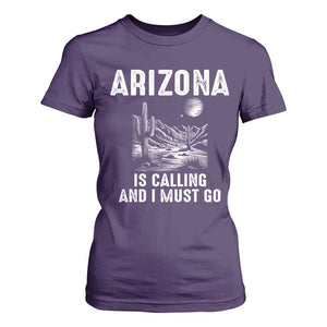 Retro Arizona Is Calling And I Must Go Graphic T Shirt For Women Outdoor Desert Cactus Mountain Travel Souvenir