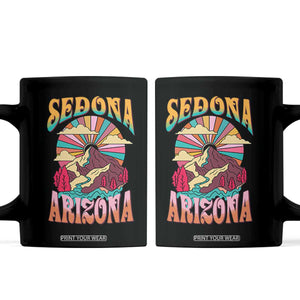 Vintage Retro Sedona Arizona Graphic Coffee Mug Psychedelic Red Rock Mountain Sunset Travel Souvenir