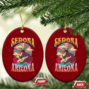 Vintage Retro Sedona Arizona Graphic Ceramic Ornament Psychedelic Red Rock Mountain Sunset Travel Souvenir