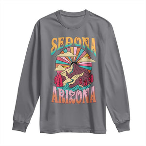 Vintage Retro Sedona Arizona Graphic Long Sleeve Shirt Psychedelic Red Rock Mountain Sunset Travel Souvenir