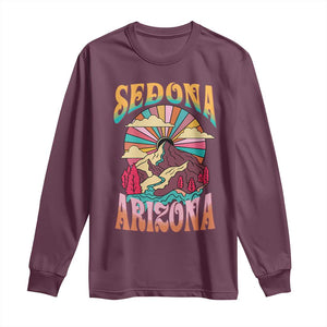 Vintage Retro Sedona Arizona Graphic Long Sleeve Shirt Psychedelic Red Rock Mountain Sunset Travel Souvenir