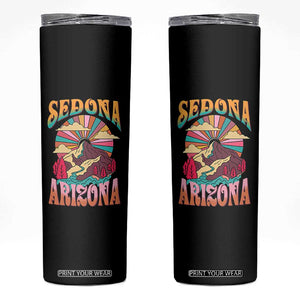 Vintage Retro Sedona Arizona Graphic Skinny Tumbler Psychedelic Red Rock Mountain Sunset Travel Souvenir