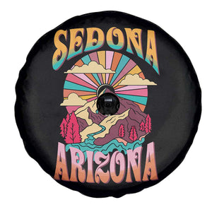 Vintage Retro Sedona Arizona Graphic Spare Tire Cover Psychedelic Red Rock Mountain Sunset Travel Souvenir