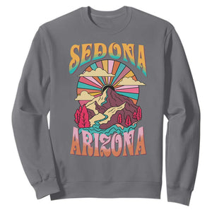 Vintage Retro Sedona Arizona Graphic Sweatshirt Psychedelic Red Rock Mountain Sunset Travel Souvenir