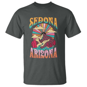 Vintage Retro Sedona Arizona Graphic T Shirt Psychedelic Red Rock Mountain Sunset Travel Souvenir