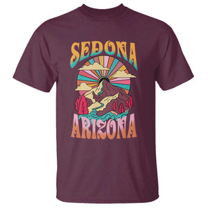 Vintage Retro Sedona Arizona Graphic T Shirt Psychedelic Red Rock Mountain Sunset Travel Souvenir