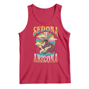 Vintage Retro Sedona Arizona Graphic Tank Top Psychedelic Red Rock Mountain Sunset Travel Souvenir