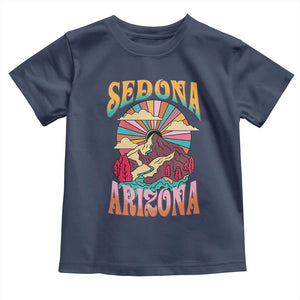 Vintage Retro Sedona Arizona Graphic Toddler T Shirt Psychedelic Red Rock Mountain Sunset Travel Souvenir