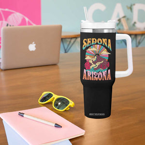 Vintage Retro Sedona Arizona Graphic Tumbler With Handle Psychedelic Red Rock Mountain Sunset Travel Souvenir
