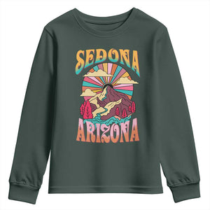 Vintage Retro Sedona Arizona Graphic Youth Sweatshirt Psychedelic Red Rock Mountain Sunset Travel Souvenir