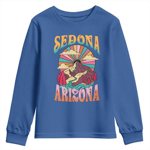 Vintage Retro Sedona Arizona Graphic Youth Sweatshirt Psychedelic Red Rock Mountain Sunset Travel Souvenir