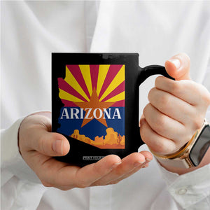 Arizona State Flag Map Graphic Coffee Mug Southwest Sunburst Cactus State Pride Souvenir