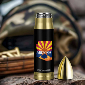 Arizona State Flag Map Graphic Bullet Tumbler Southwest Sunburst Cactus State Pride Souvenir