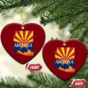 Arizona State Flag Map Graphic Ceramic Ornament Southwest Sunburst Cactus State Pride Souvenir