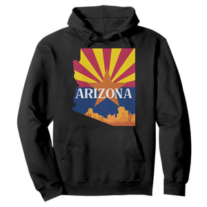 Arizona State Flag Map Graphic Hoodie Southwest Sunburst Cactus State Pride Souvenir
