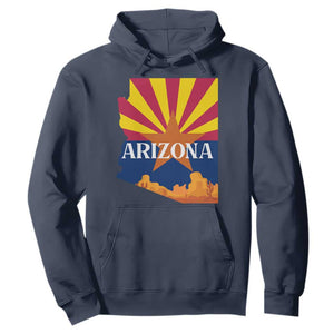 Arizona State Flag Map Graphic Hoodie Southwest Sunburst Cactus State Pride Souvenir