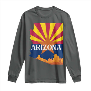 Arizona State Flag Map Graphic Long Sleeve Shirt Southwest Sunburst Cactus State Pride Souvenir