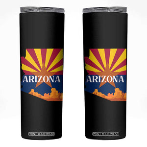 Arizona State Flag Map Graphic Skinny Tumbler Southwest Sunburst Cactus State Pride Souvenir