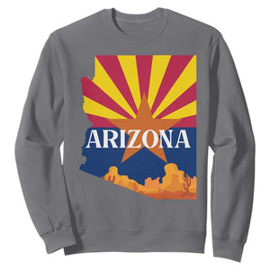 Arizona State Flag Map Graphic Sweatshirt Southwest Sunburst Cactus State Pride Souvenir