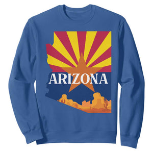 Arizona State Flag Map Graphic Sweatshirt Southwest Sunburst Cactus State Pride Souvenir