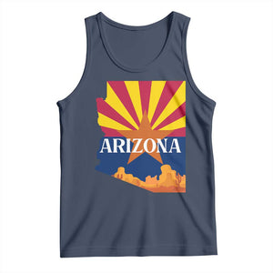 Arizona State Flag Map Graphic Tank Top Southwest Sunburst Cactus State Pride Souvenir