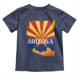 Arizona State Flag Map Graphic Toddler T Shirt Southwest Sunburst Cactus State Pride Souvenir