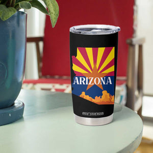 Arizona State Flag Map Graphic Tumbler Cup Southwest Sunburst Cactus State Pride Souvenir