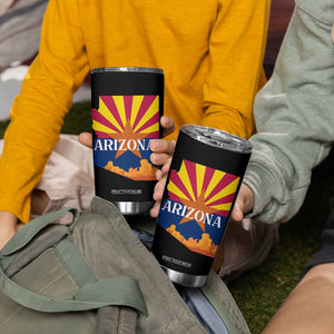 Arizona State Flag Map Graphic Tumbler Cup Southwest Sunburst Cactus State Pride Souvenir