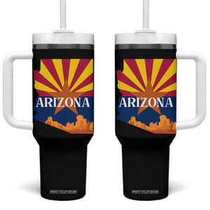 Arizona State Flag Map Graphic Tumbler With Handle Southwest Sunburst Cactus State Pride Souvenir