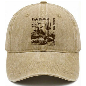 Vintage Saguaro National Park Est 1994 Graphic Washed Cotton Baseball Cap Retro Arizona Desert Mountain Hiking Souvenir